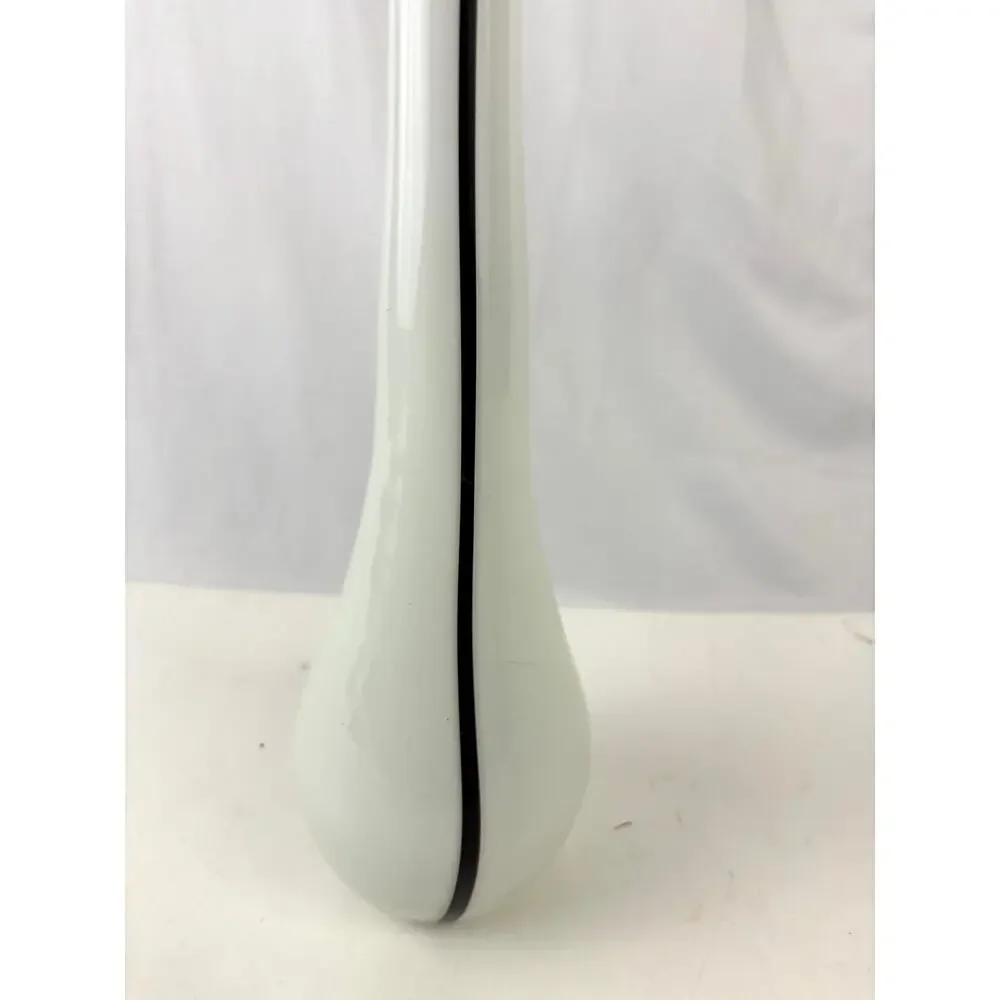 Vintage Mid-Century Modern‎ Hand Blown Glass Vase Black & White 17.5